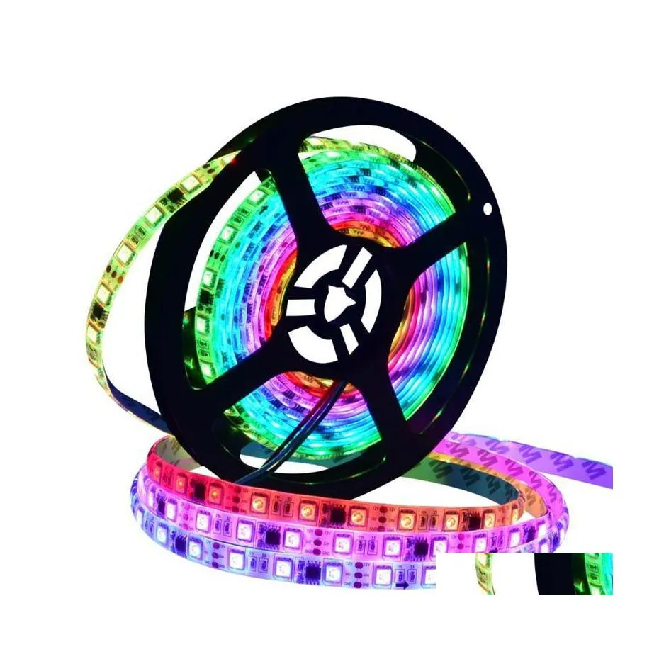 Led Strips 30/60 Leds/M 2811 Pixels Programmable Individual Addressable Digital Strip Light Ws2811 5050 Rgb 12V Black Tape Lamp Drop Dhyra