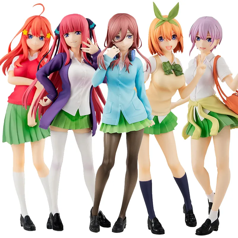 Aksiyon oyuncak figürleri anime mükemmel quintuplets figür nakano ichika nino nino ichuki okul üniforma ayakta duran statik koleksiyon 18cm pvc 230203