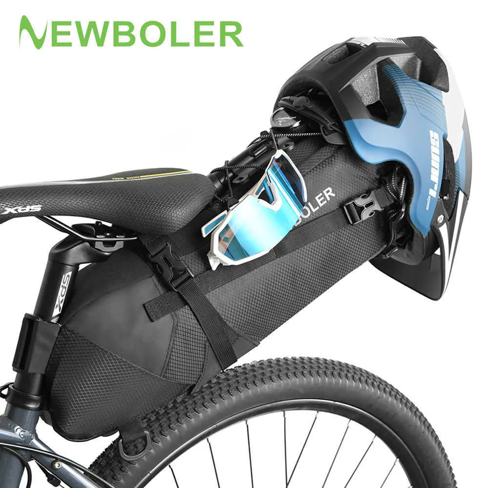 Panniers s Newboler Bike 100% impermeable 12L de gran capacidad Sillín de bicicleta Ciclismo Cola plegable Bolsa trasera MTB Road Trunk Bikepacking 0201