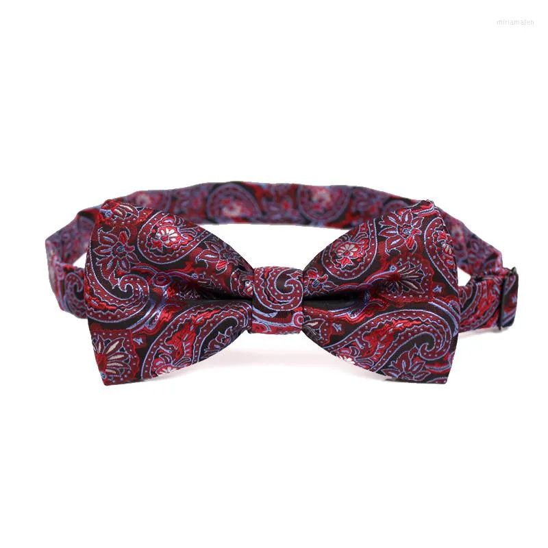 Papillon Vino rosso Paisley Tessuto jacquard Papillon da uomo Moda per uomo Cocktail Salon Nodo a farfalla Cerimonia Cravatta Confezione regalo