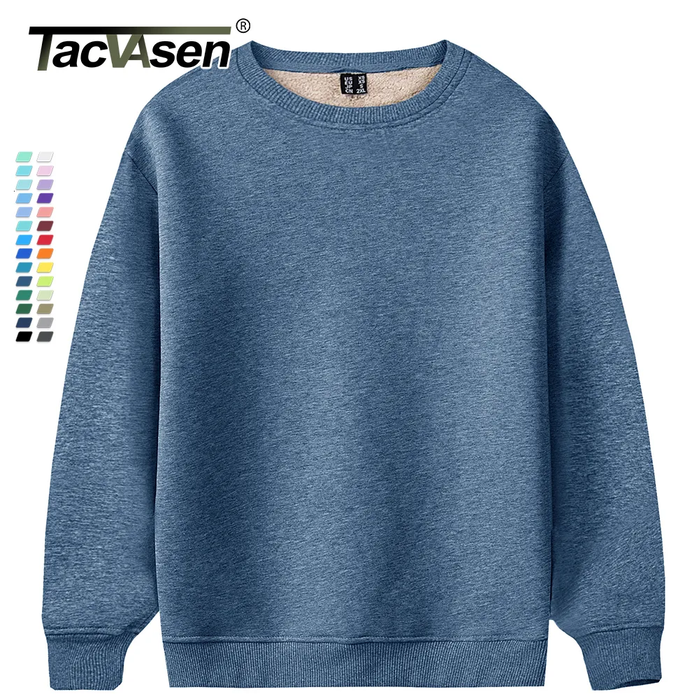 Men's Hoodies Sweatshirts TACVASEN Fleece Crewneck Sweatshirt Warm Sherpa Lined Heavy Thicken Underwear Winter Pullover Tops Shirts No Hood Hoodie 230202