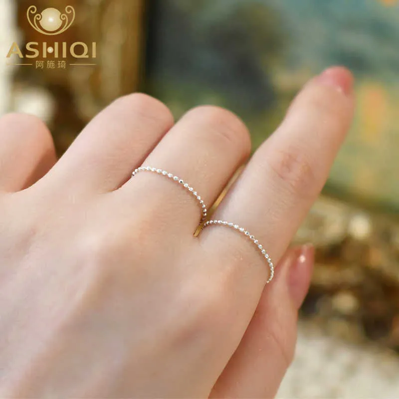 Кольцо солятерии Ashiqi Real 925 Серебряное серебро Простые модные украшения для женщин 2022 Новый Y2302