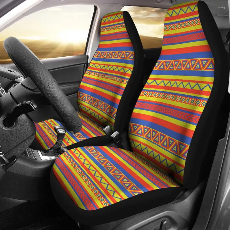 Housses de siège de voiture ensemble coloré ethnique bohème aztèque mexicain inspiré ou lot de 2 housse de protection avant universelle