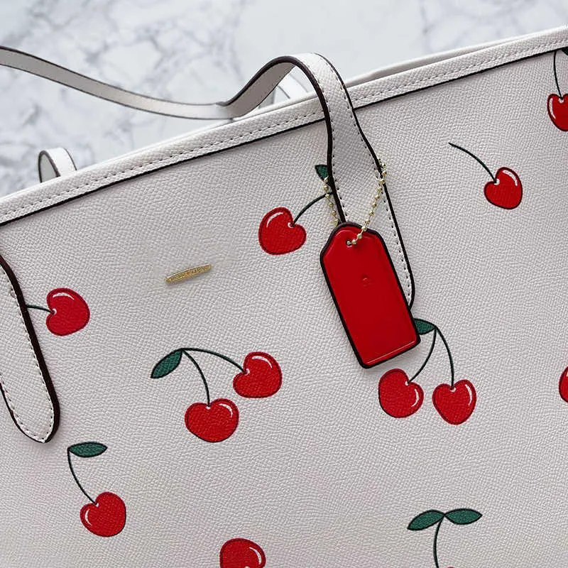 DHgate.com:Cherry Print Large Leather Tote Bag, Premium