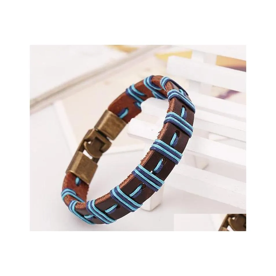 Charm Bracelets Charms Bangles Rope Man Jewelry Friend Leather Bracelet Drop Delivery Dh0Vg