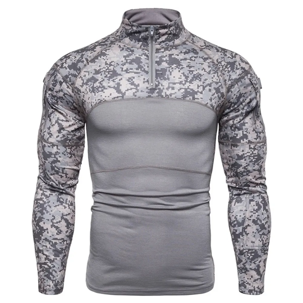 Men's T-Shirts Men's Tactical Camouflage Athletic T-shirts Long Sleeve Men Tactical Military Clothing Combat Shirt Assault Army Costume 230203