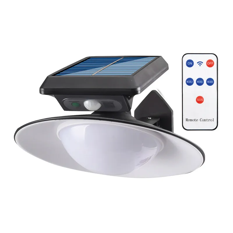 Solar Street Light Round Outdoor Remote Control Induction LED Pannello solare Lampada da parete Illuminazione da giardino paesaggistica impermeabile