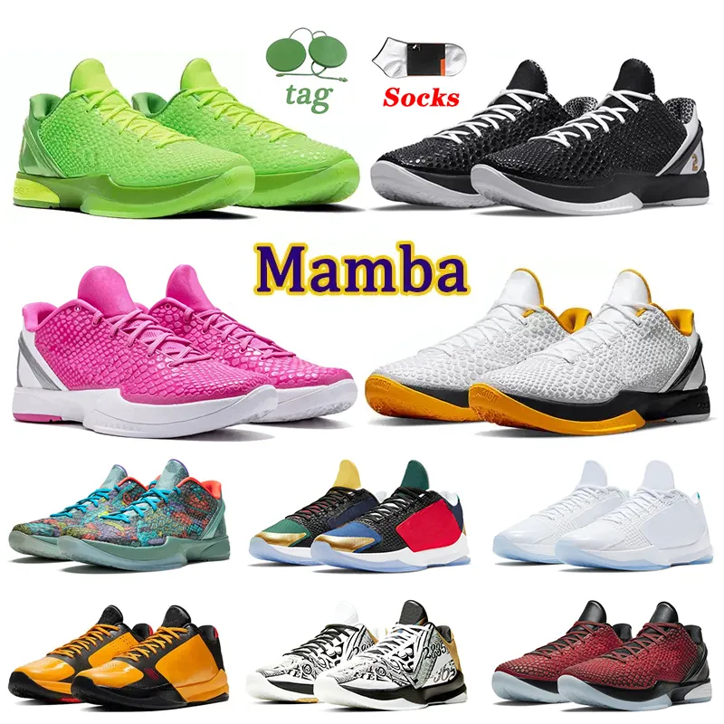 Kobe 6 Protro Grinch Zapatos de baloncesto Mamba Mambacita Pink Prelude White Del Sol Mambas Kobes 5 Rings Big Stage Parade Undefeated x What If Pack Sneakers