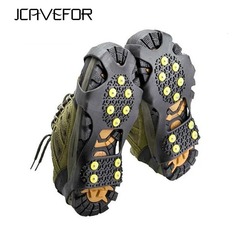 Crampons 1 Pair 10 Studs Anti-Skid Snow Ice Climbing Shoe Spikes Grips Crampons Cleats Overshoes 230203