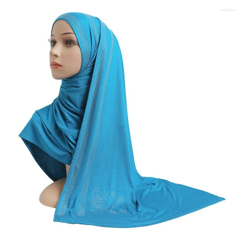 Roupas étnicas eid mulheres muçulmanas modal hijab lenço de perfuração macia malaysia envolve chapéu de turbante 165 52cm xales simples lenços de escalas na cabeça