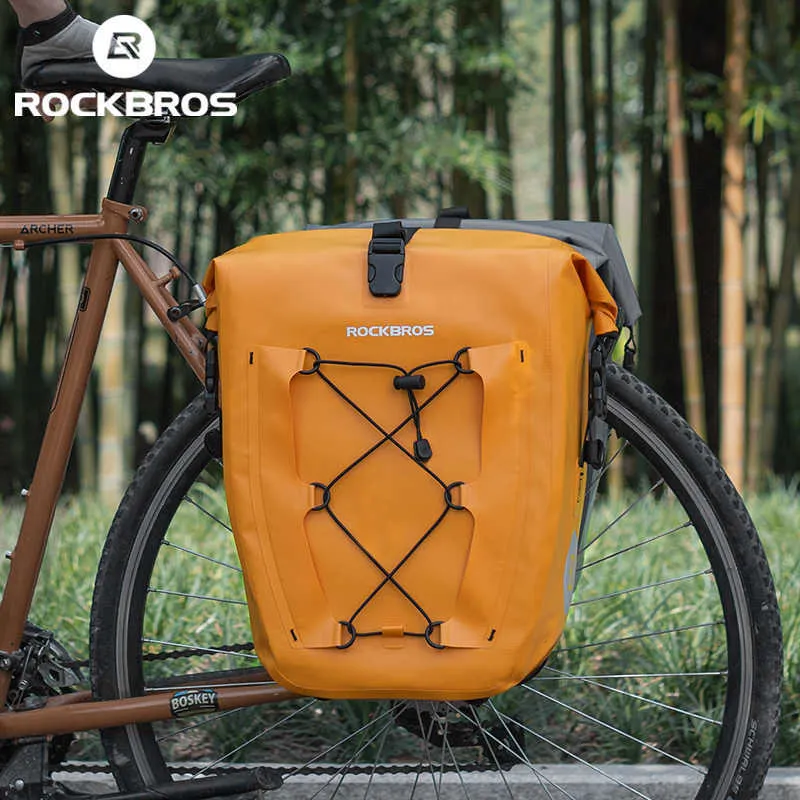 Rockbros Waterproof Bike 25L Travel Cycling Basket Rear Rack Tail Seat Trunk Bicycle Bags Panniers 1PCS 0201