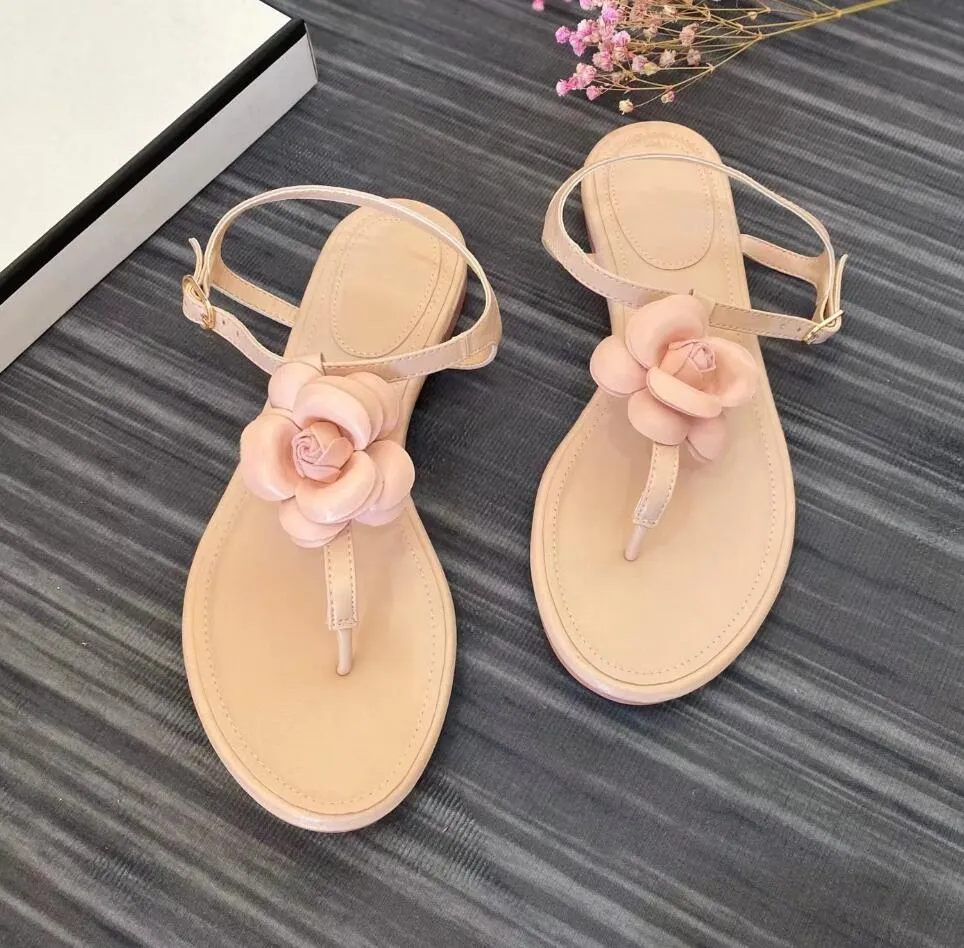 Designer Flower Dark Tan Sandals For Women Fashionable And Luxurious Flat Bottom Flip Flops With Ankle Strap For Outdoor And Beach Activities From Factory sandal shop 39.96 DHgate.Com