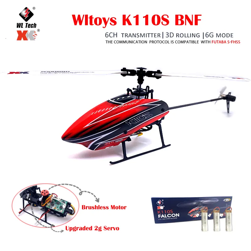 ElectricRC Aircraft Wltoys XK K110s Elicottero BNF 2.4G 6CH 3D 6G Sistema Brushless Motor Quadcopter Telecomando Drone Giocattoli per bambini Regali 230202
