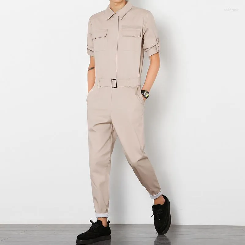Herrbyxor s-6xl !!! manlig verktyg jumpsuit mode sp￤nne casual mager set manlig smal bodysuit byxor