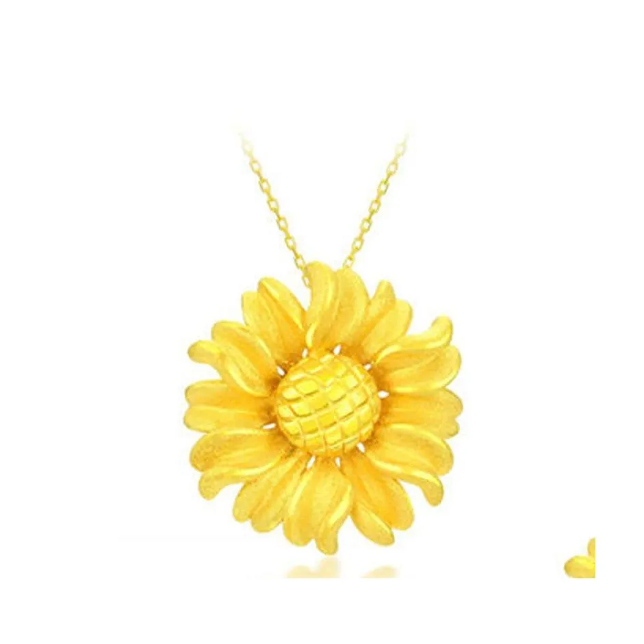 Pendant Necklaces Sand Gold Necklace Fashion Upscale Jewelry Daisy Sun Flower Charms Chain Choker Pendants For Women Drop Delivery Dhhbq