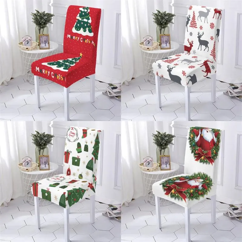 Stol täcker julstil täcker elastiska stolar för matsal trädmönster bar hem Stuhlbezug
