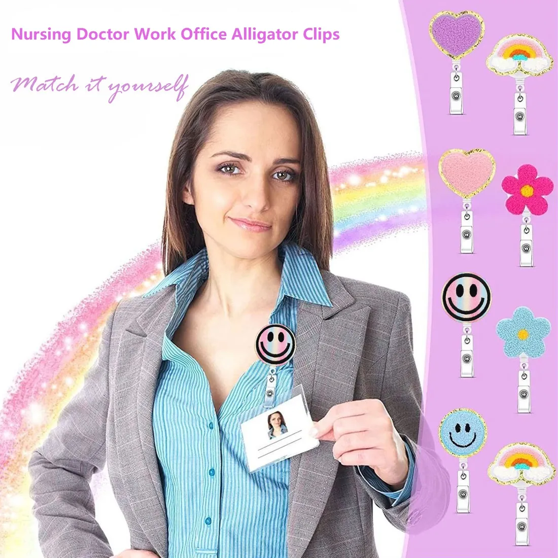 Notions Badge Holders Nurse Reel Smile Face Retractable Nurse
