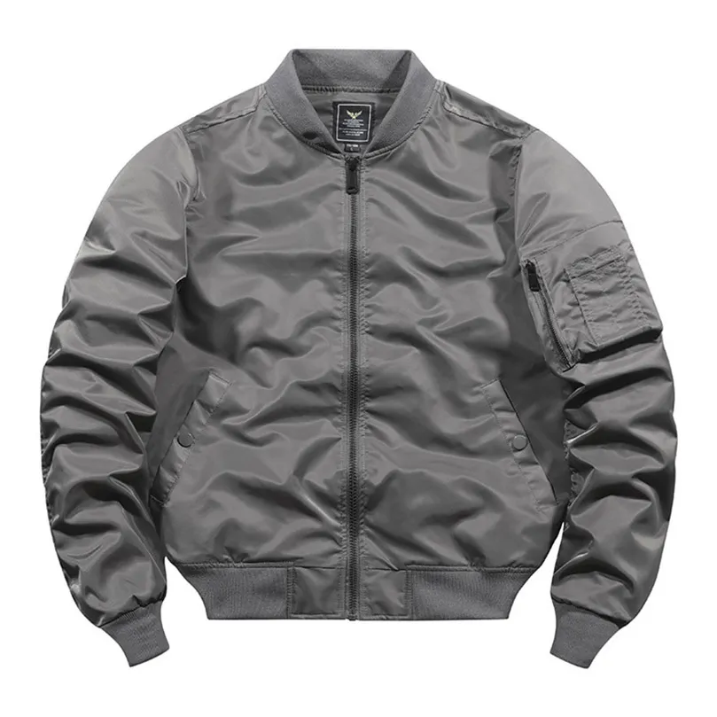 Giubbotti da uomo Pilota da uomo Colletto alla coreana Cappotto militare da moto Primavera inverno imbottito Casual Bomber maschile 4XL 5XL 230203