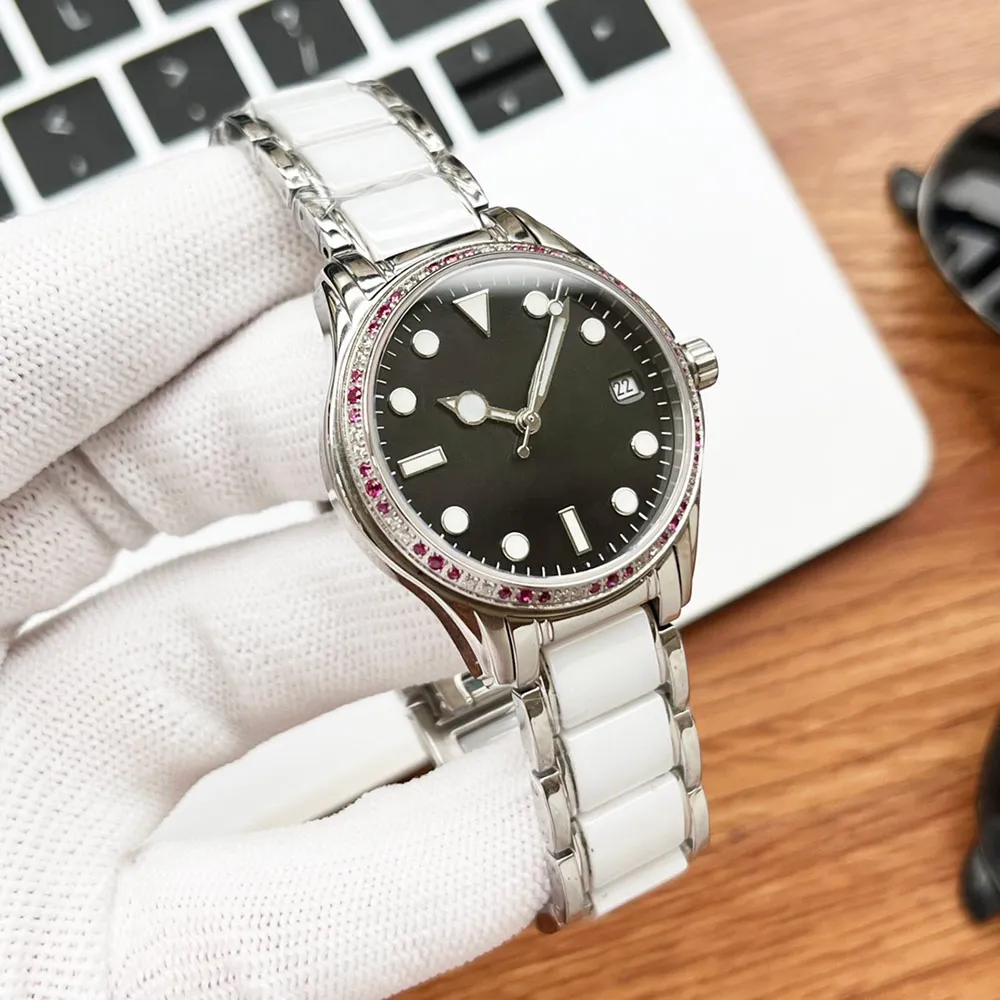 Kobiety oglądają automatyczne zegarki mechaniczne Lady Zegarwatch 34 mm Montre de lukse ceramiczny zespół sapphire