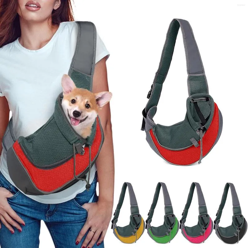 Hundbilsäte täcker bärbar ryggsäck valpbärare för små hundar handväska andningsnät med påse och justerbar rem