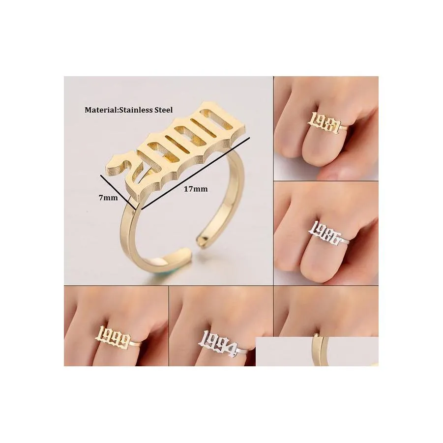 Bandringe Mode Edelstahl für Frauen Koreanisch 19851997 Benutzerdefinierte Geburtsjahre Nummer Silber Gold Rose als Geschenk Freund Drop Lieferung Je Otat1