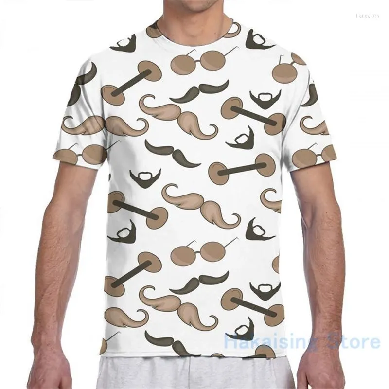 T-shirts pour hommes Moustache Barbe Et Haltères Motif Hommes T-Shirt Femme Imprimé Tout Mode Fille Chemise Garçon Tops T-shirts À Manches Courtes T-shirts