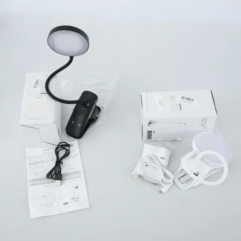 Table Lamps Reading Light Clip On LED Book 1800mAh Rechargeable Desk Lamp Eye Care W/ 5 Brightness Levels And Color