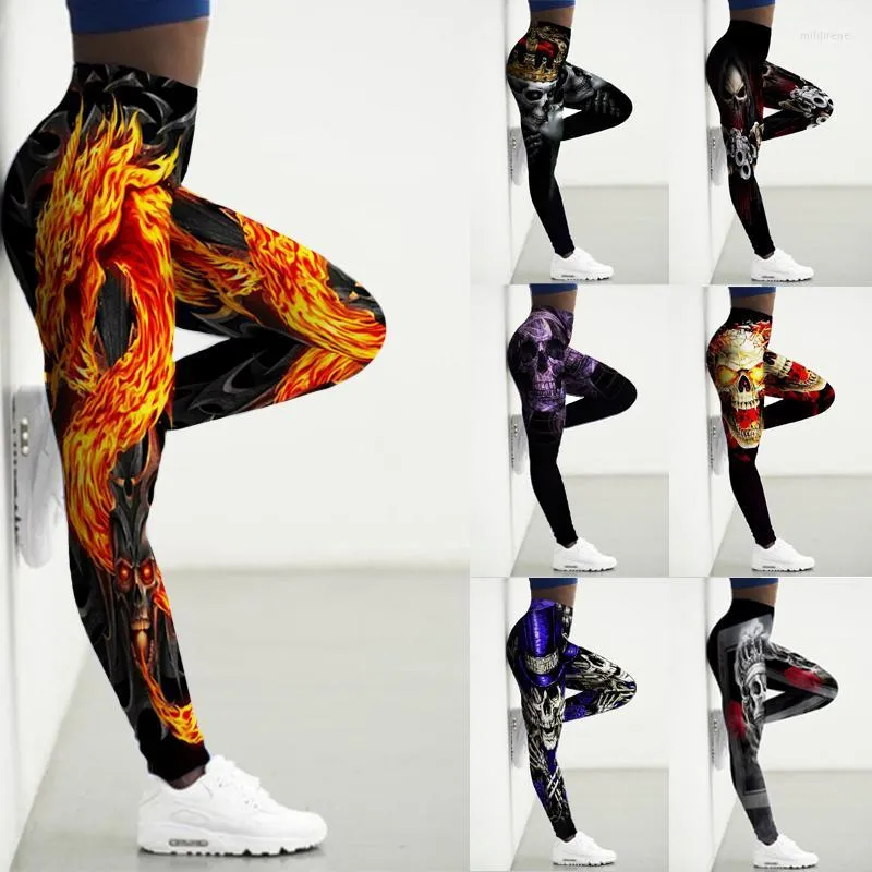 High Waist Gothic 3D Skull Print Leggings For Women Perfect For Yoga, Gym,  And Female Fitness From Mildirene, $14.14