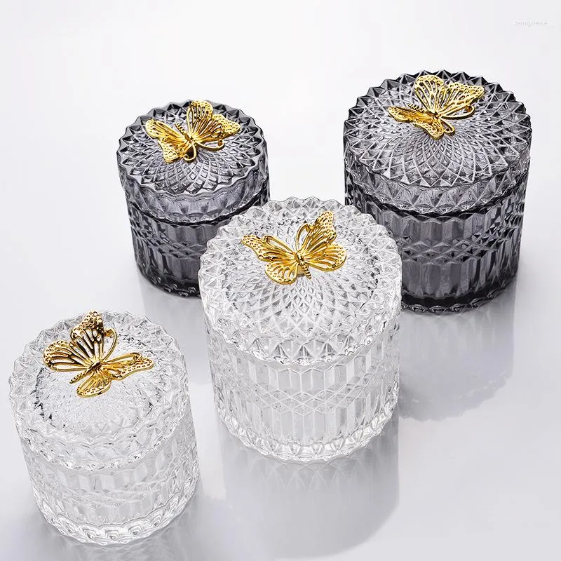Bouteilles de stockage Boîte à bijoux simple à la mode Boîtes de matériel en verre Organisateur de bureau multifonctionnel Support papillon créatif