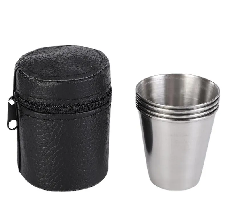 Ensemble de tasses à vin 5 en 1, verre à boire de 70ml, verres à Shot en acier inoxydable, tasses à vin, bière, whisky, tasse de voyage en plein air