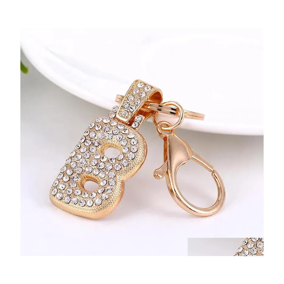 Key Rings Az Letter Chain Creative Rhinestone Crystal 26 English Initial Resin Handbag Keyring Accessories For Women C3 Drop Deliver Dhnar