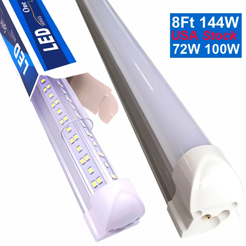 25st Integrated T8 LED Tube Light Double Line 4ft 5ft 6ft 8ft Dual Row Cooler Lighting LED Shop Lights AC85-265V med alla tillbehör usastar