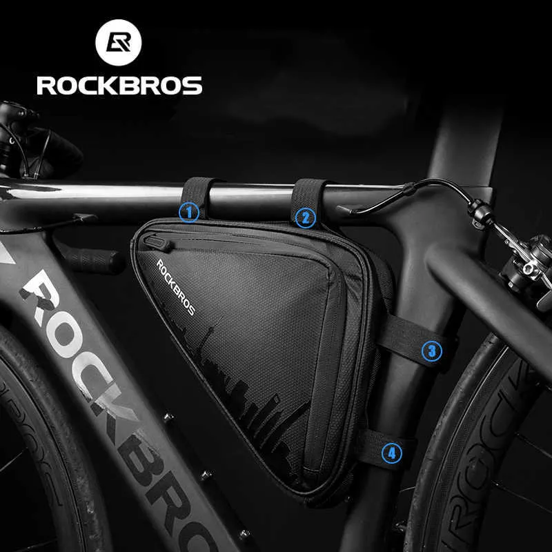 Borse laterali Borse ROCKBROS Borsa a triangolo per telaio anteriore per bicicletta Borsa ultraleggera Borsa per attrezzi per riparazione di piccoli pacchetti Ciclismo Accessori per sport all'aria aperta 0201