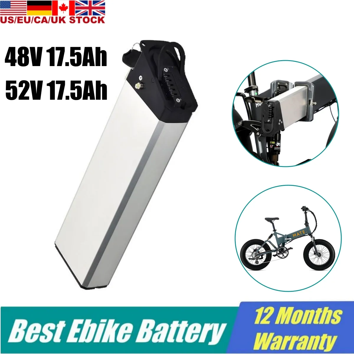 Batterie au Lithium pour vélo électrique Mate X 48v pour gros pneu 750W 52v caché 13ah 17.5ah détachable Cmacewheel RX20 Mini Max ENGWE EP-2