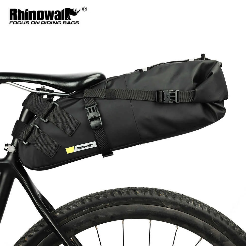 Alforjas s Rhinowalk sillín de bicicleta impermeable 10L 13L bicicleta reflectante gran capacidad plegable cola trasera bolsa ciclismo MTB maletero Pannier 0201