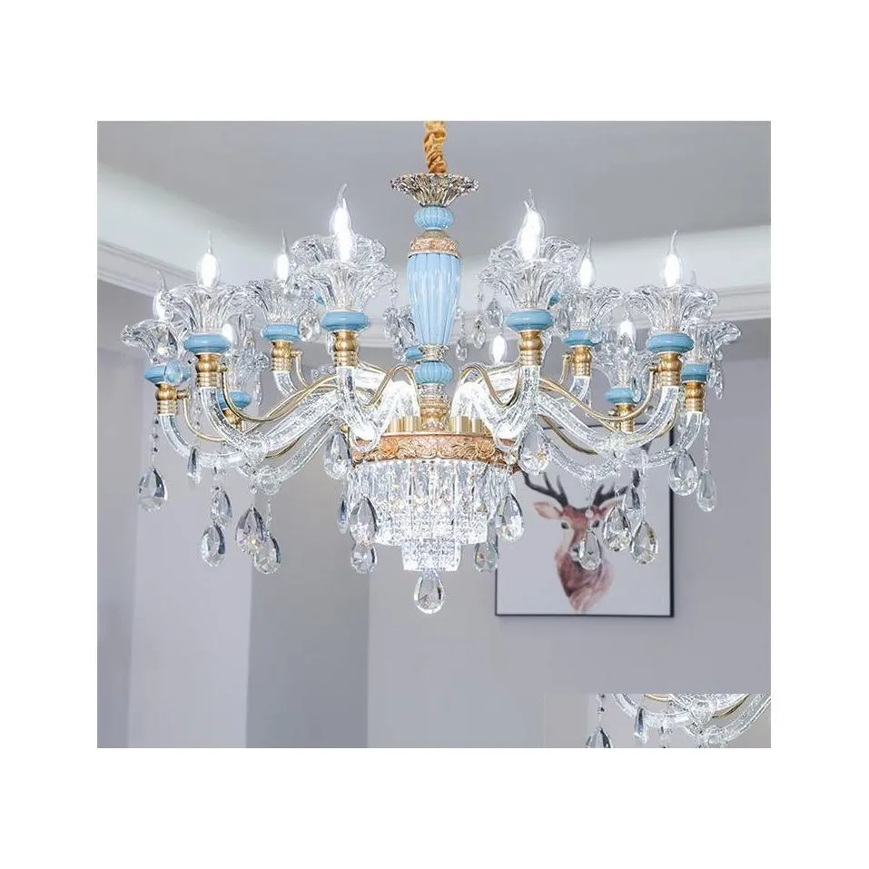 Pendant Lamps European Style Crystal Chandelier Living Room Hall Lamp Luxury Dining Bedroom Home Lights Drop Delivery Lighting Indoor Dh9Ct