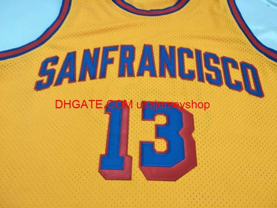 13 Sanfrancisco 1962-63 Wilt Chamberlain College Basketball Jersey Tama￱o S-4XL 5XL Custom cualquier n￺mero de nombre Jersey