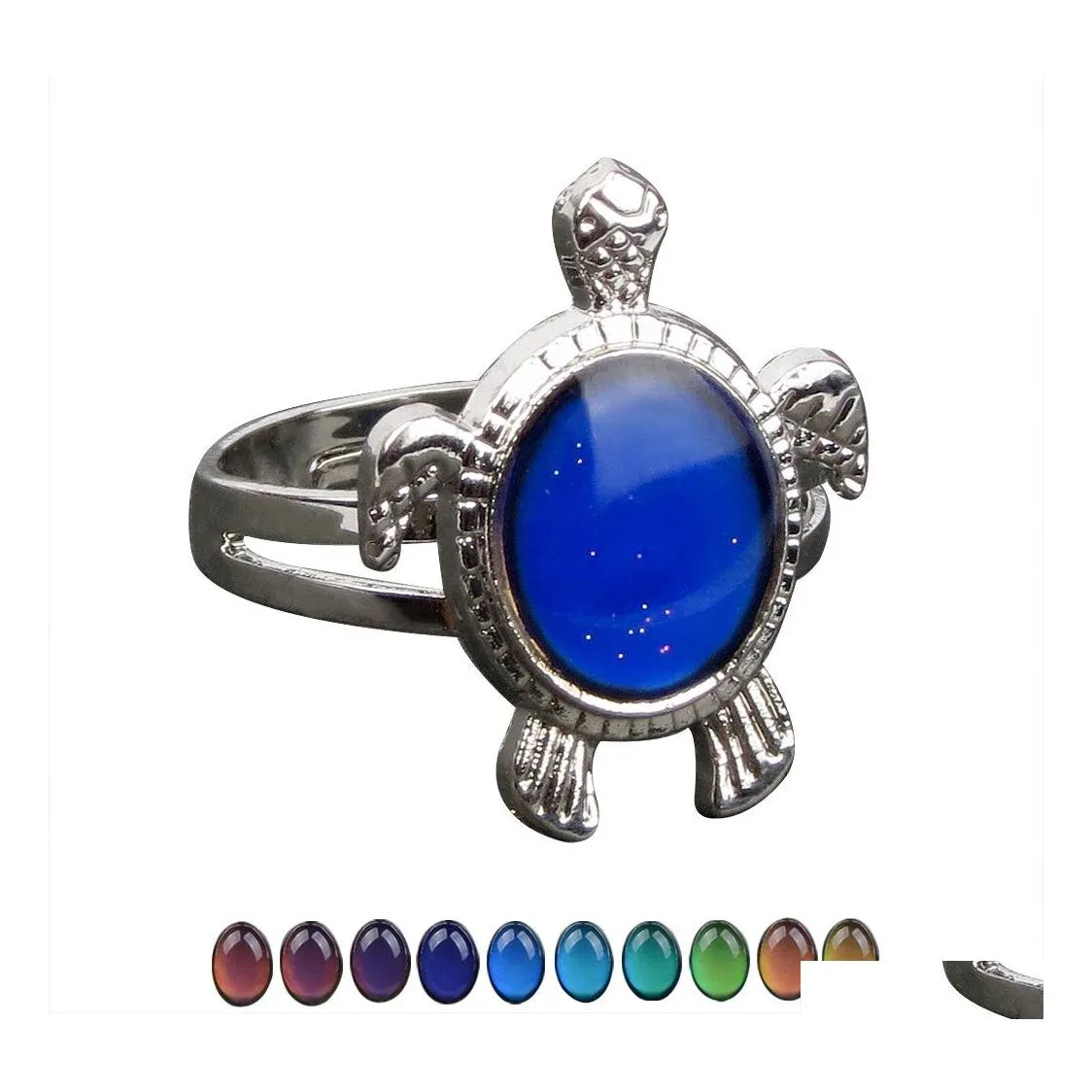 Bandringen Turtle Moodring Kleur Verandering Emotie Feelt Temperatuurcontrole Vrouwen Drop levering sieraden Dh7th