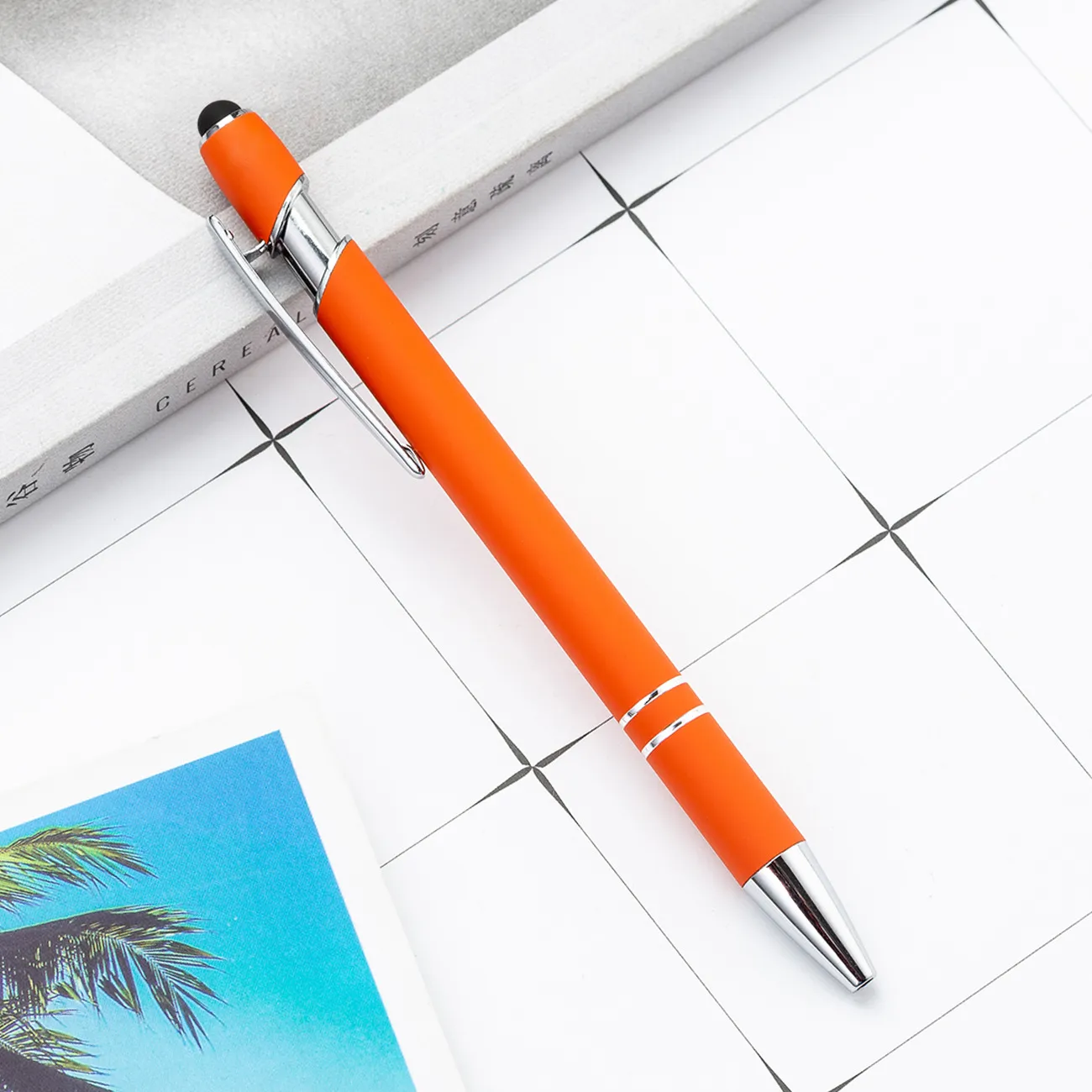 2 em 1 caneta de caneta de toque capacitiva com canetas esferográficas para tablets de celular inteligentes