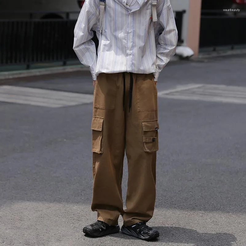 Herrbyxor multi-pockets last män höst all-match lös fashionabla manliga byxor koreansk stil fritid streetwear hip hop pant