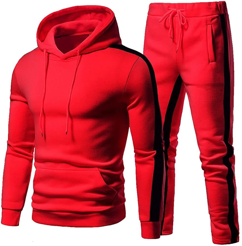 Herrspårar Mens Track Suits 2 Piece Autumn Winter Jogging Set Sweatsuits Hoodies Jackor och Athletic Pants Men Clothing 230203