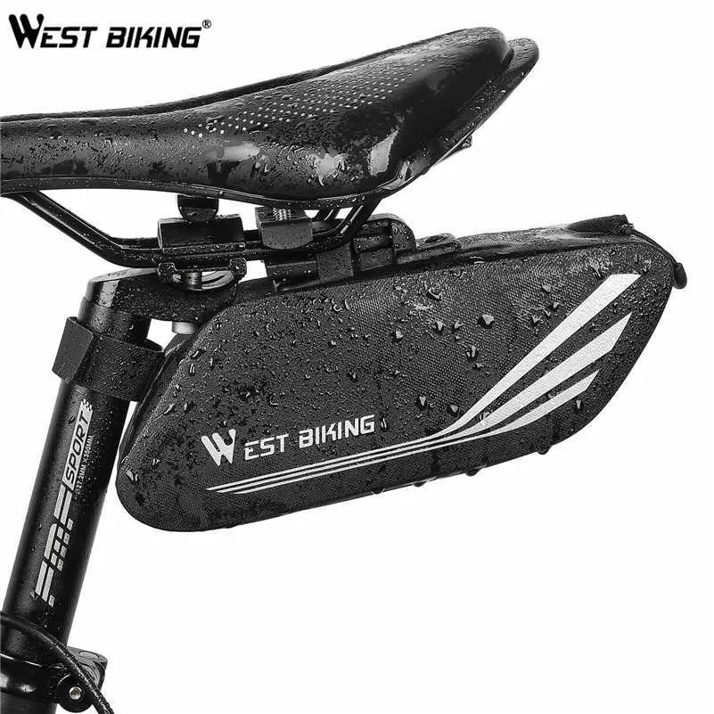 Packtaschen WEST BIKING Wasserdichter Fahrradsattel Tragbarer Fahrradsitzbeutel Reflektierende MTB-Straßenfahrrad-Hecktasche Hinterradtasche Zubehör 0201