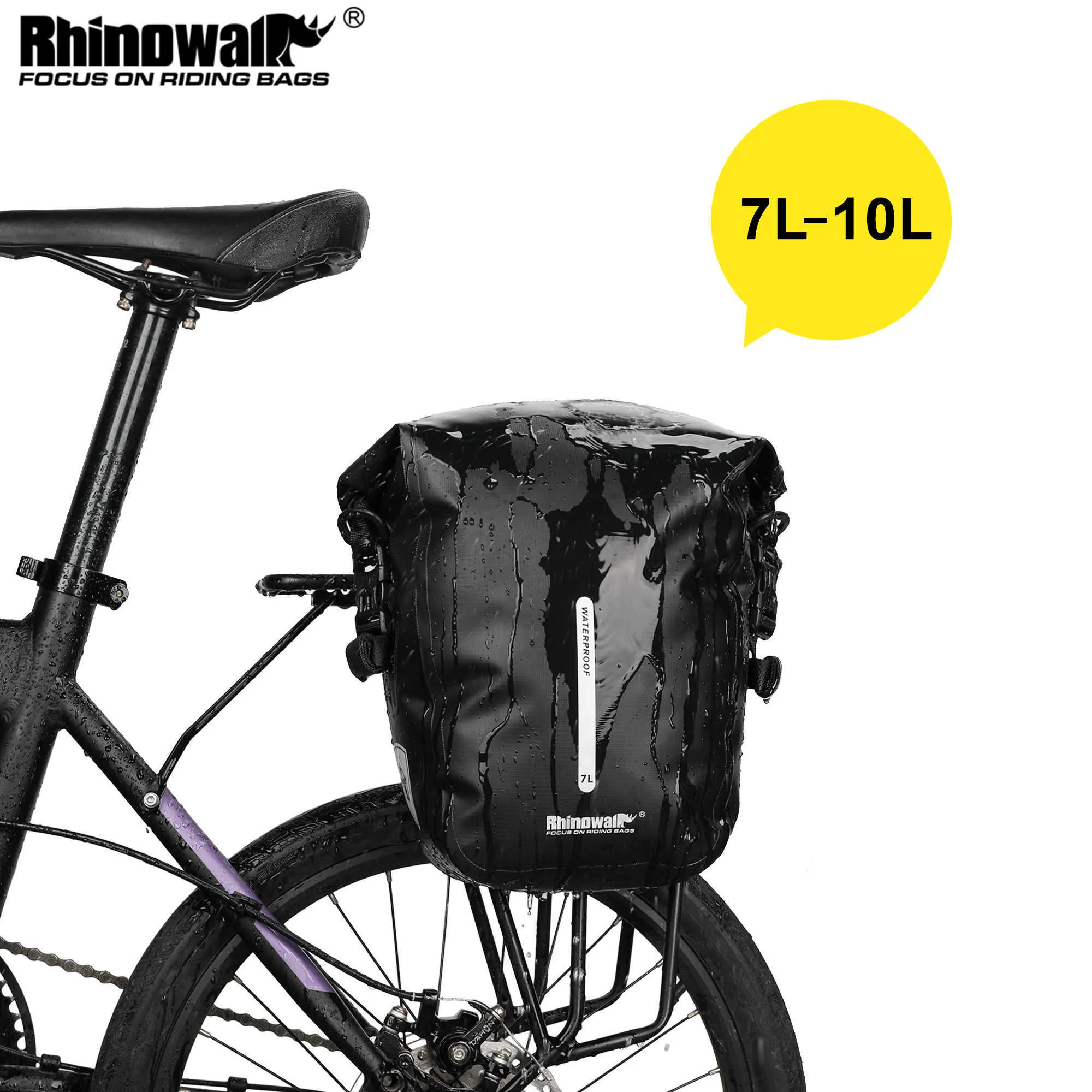 Sacoches s Rhinowalk Vélo Étanche Sacoche 7-10L Portable Vélo Siège Arrière Coffre Sac VTT Vélo Accessoires Bagages Carrie 0201