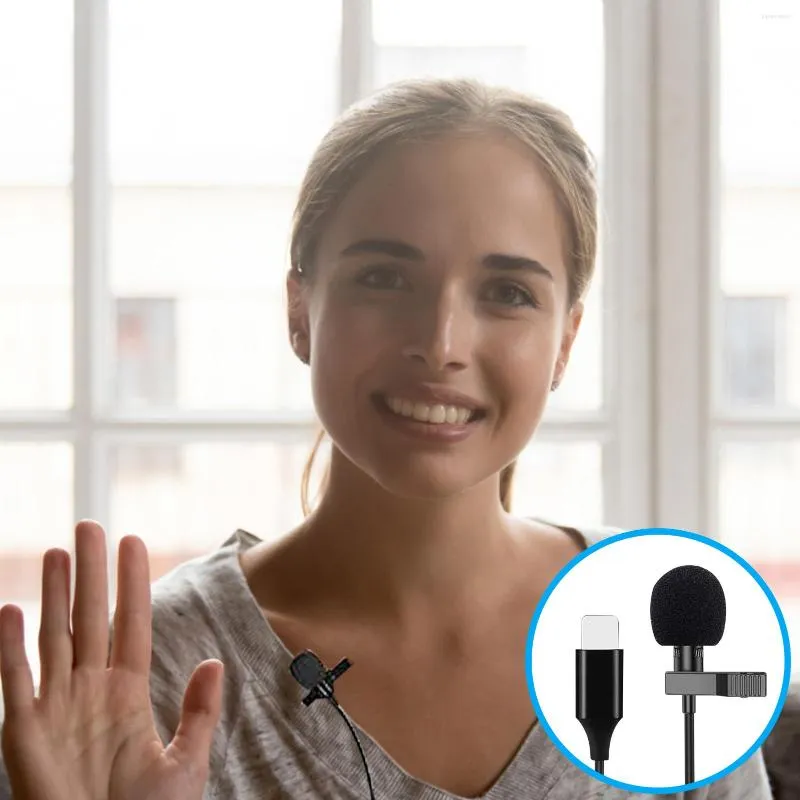 Microphones 3.5mm Mini Lavalier Microphone Clip 1.5m USB Type C Revers Mic Pour Téléphone Mobile PC Ordinateur Portable Filaire Microfon Parlant Vocal Audio
