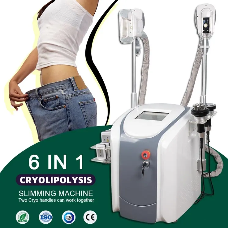 Crioolipólisis Máquina de congelación de grasas Cavitación de adelgazamiento RF Equipo de peso Reducción de peso Lipo Laser 2 CRIO CRIE CABEZAS PUEDEN FUNCIONAR al mismo tiempo