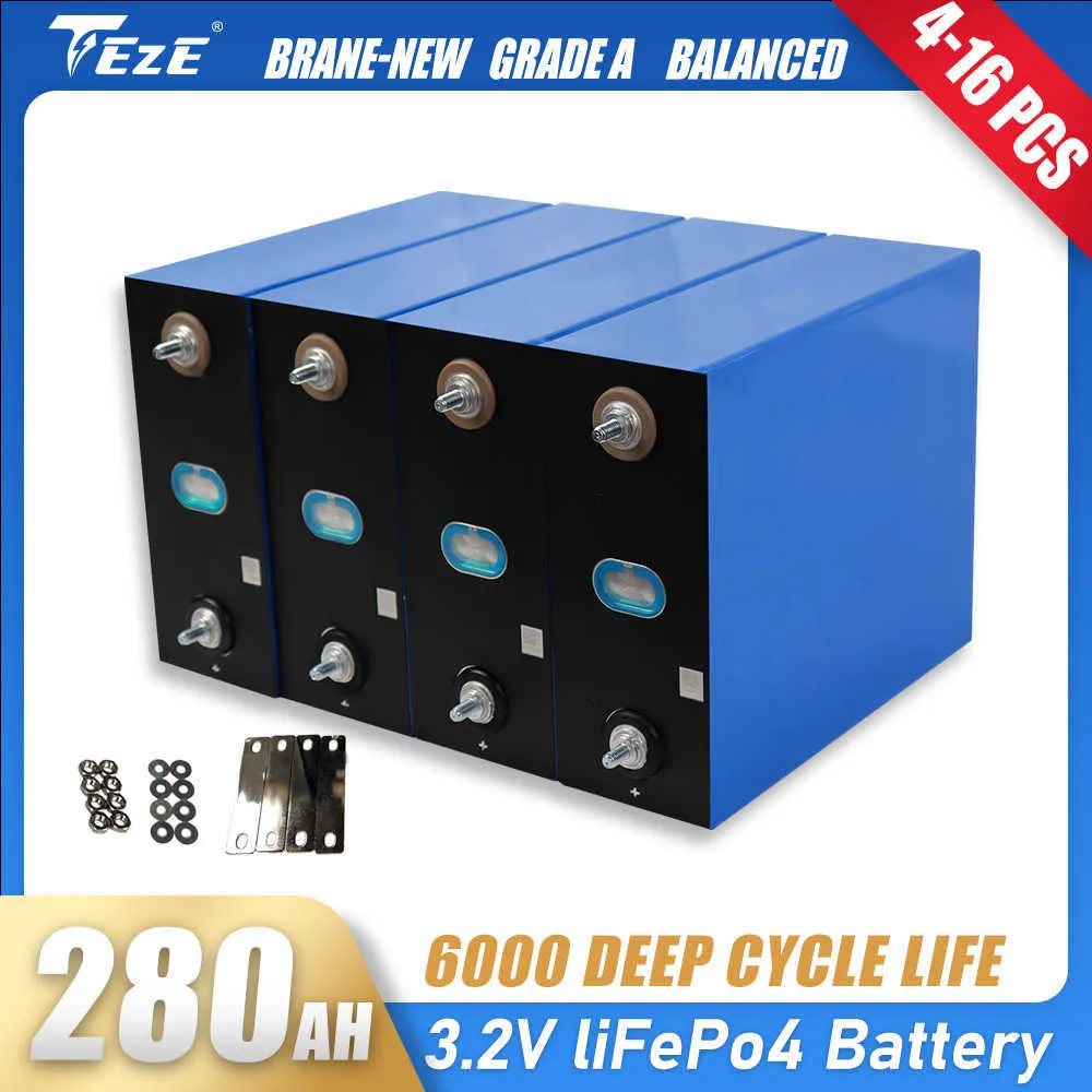 Zupełnie nowy 3,2 V LifePo4 280AH Bateria 4-16pcs akumulatorów 280AH LifePo4 stopień A dla RV Boat Solar System UE Bezoce