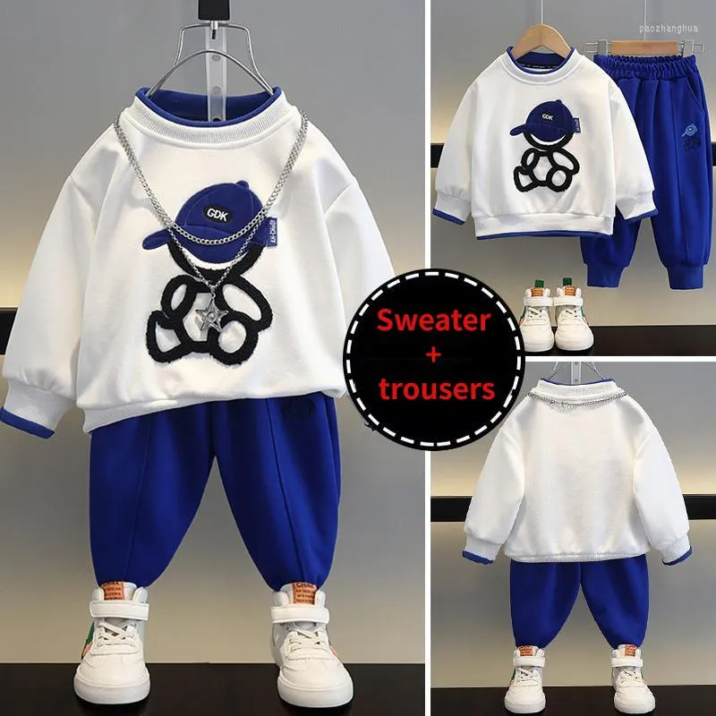 Roupas conjuntos de roupas da primavera outono para crianças desenho animado de urso impressão casual 2-14y Casta infantil Pant esportivo de roupas adolescentes de roupas adolescentes