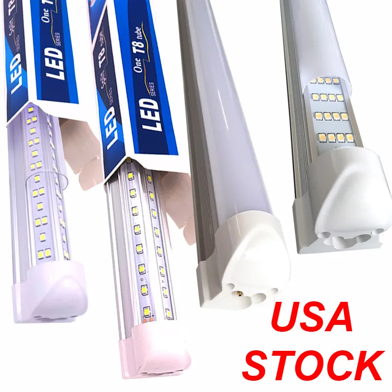 V Shaped Integrated LED Tubes Light 4ft 5ft 6ft 8ft Bulb Lights T8 72W 144W Double Sides Bulbs Shop Cooler Door Lighting Adhesive Exterior for Wall Ceiling Crestech168