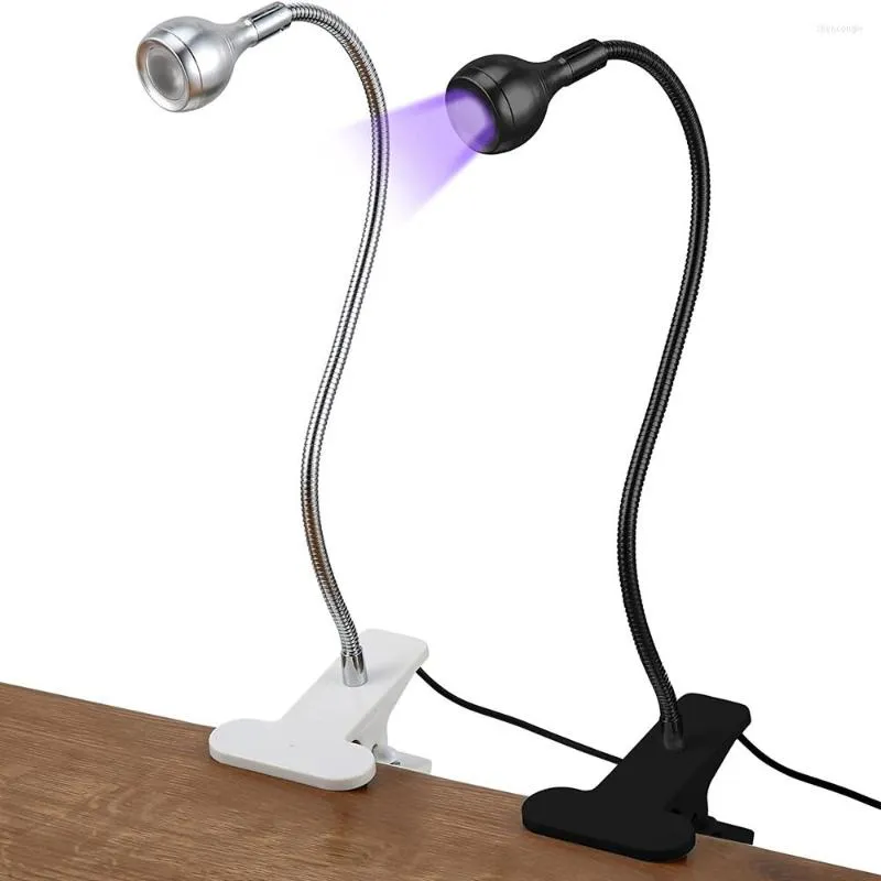 Bordslampor gooseneck UV -lampa 395nm LED -härdningsljus med klämma Portabla skrivbordsbelysningarmaturer för DIY Gel Nail Ultraviolet