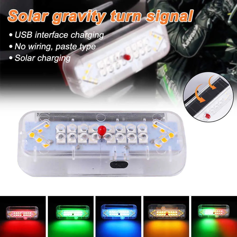 Solar Bike Taillight Mini USB Charging Motorcycle Bicycle Helmet Lights Gravity Steering Anti-Crash Safety Warning Lamp 0202